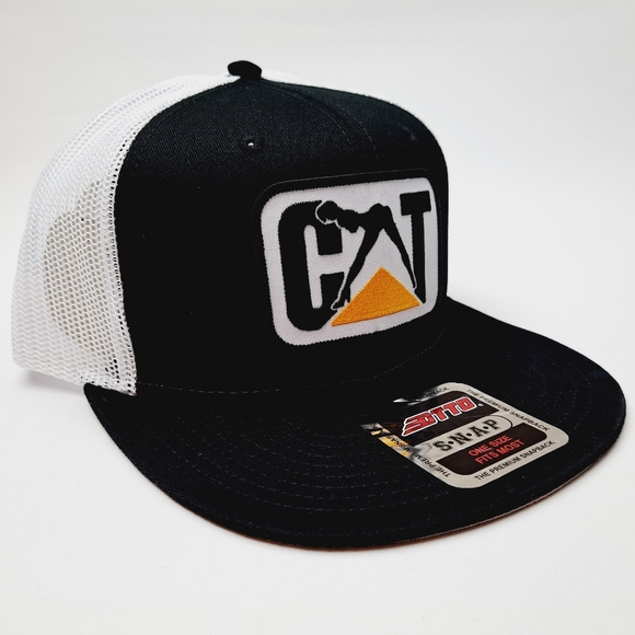 CAT Caterpillar Embroidered Patch Otto Flat Bill Trucker Mesh Adult Humor - Picture 3 of 4